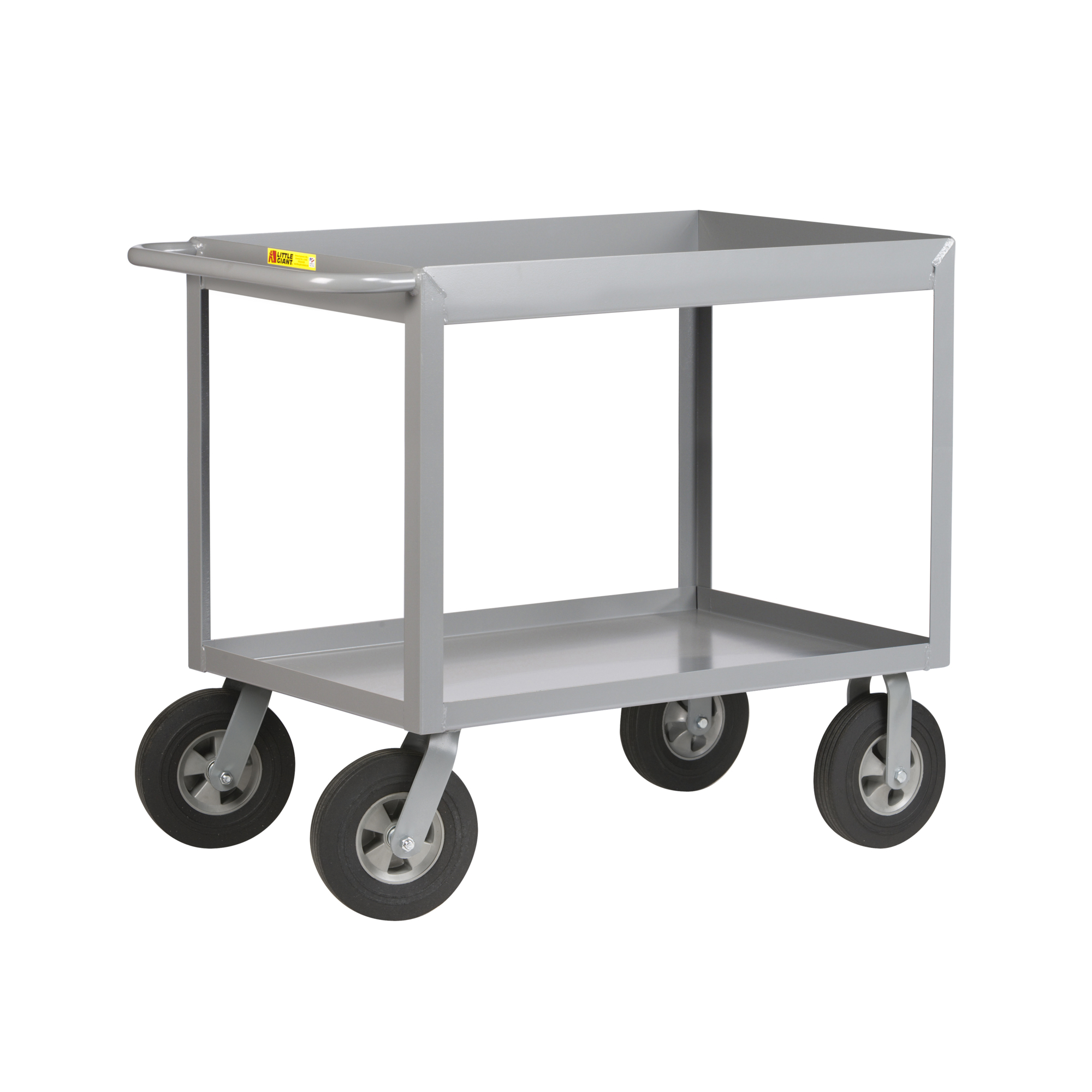 Little Giant Cushion Load Deep Shelf Truck - 24in. x 48in., 1200-Lb. Capacity, 2 Shelves, Carbon Steel, Model# DS-2448-X3-10SR